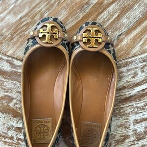 EUC Tory Burch Women's Animal Print Black and Tan Ballet Flats Size 7M